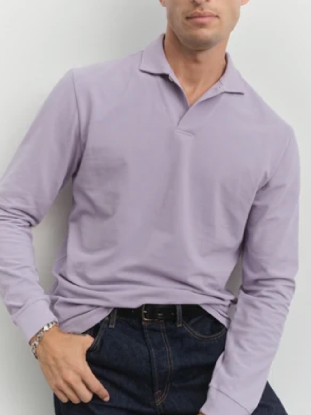 AYR Long-Sleeve Lavender Polo